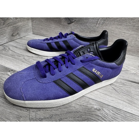 Adidas Originals Gazelle Shoes Mens Size 9.5 Purple Black Suede Sneakers BZ0034 - Picture 2 of 14